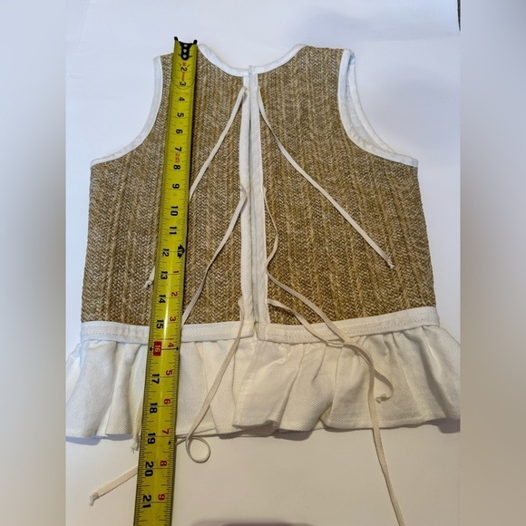 Girl’s 12 Belle Chiara coquette ruffled Natural raffia straw vest Easter Spring - Picture 5 of 10